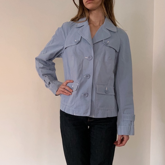 Cotton trench style jacket in sky blue from Tribal - Picture 4 of 11